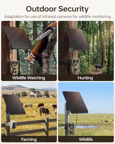 Trail Camera Solar Panel, KJK 6W Solar Battery Charger 12V/1.5A with 10000mAh Built-in Battery, IP67 Waterproof for Cellular & Wireless Hunting Cameras