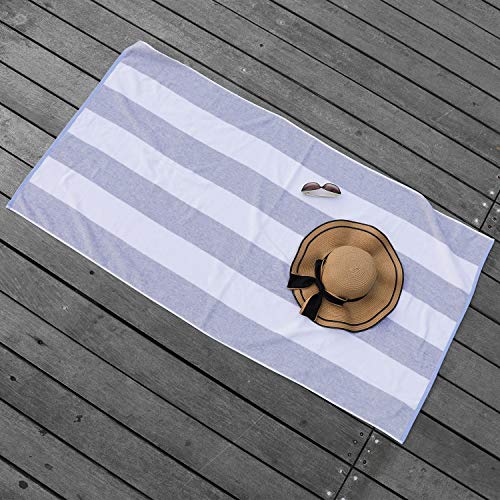 HENBAY Cotton Oversized Beach Towel - Large 70 x 35 Inch Pool Towel, Grey Striped Quick Dry Swimming Cabana Towel - color: Grey