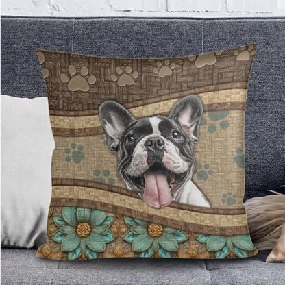 Boston Terrier Flower Print RV Dinette Cushion Covers Replacement Camper Cushion Slipcover Scratch-Resistant RV Couch Covers, 1 Backrest Cover 1 Bench Cover and 1 Pillowcase - color: Boston Terrier Flower