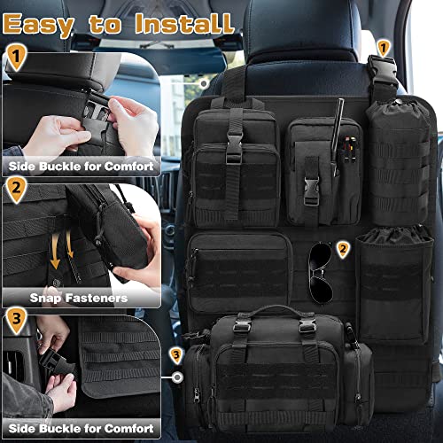 HODRANT 6 Pack Tactical Car Seat Back Organizer, Universal Vehicle Panel Storage Bag with 6 Detachable Molle Pouch Fits for Truck, Pickup, SUV, Bag Only