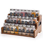 Aminigram Wood Spice Rack Organizer for Cabinet, 3 Tier Spice Shelf Storage, Kitchen Seasoning Organizer for Spice Bottles, Jars, Seasonings, Baking Supplies