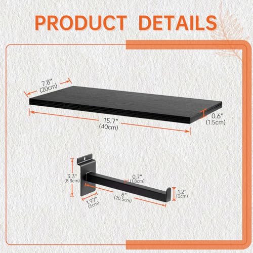 Wood Slatwall Shelves, Slat Wall Shelf Slatwall Acccessory for Garage, Home Improvement, Retail Display (6, 16''x8'') - size: 16''x8''