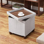 15 Inch Storage Ottoman with Wooden Legs - Cube Foot Rest Stool, Square Footstool, Comfortable Seat with Lid, Foldable Fabric Ottoman, Space-Saving White - color: Squ Light Grey