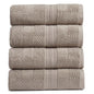 Springtree Home 100% Cotton Bath Towel Set of 4 | Brown Bath Towels | Geometric Textured Design | Absorbent & Quick-Dry | 4 Bath Towels | Oeko-TEX® Standard 100 Cotton | Myla Collection - Cobblestone - color: Cobblestone, size: Bath Towel (4 Pack)