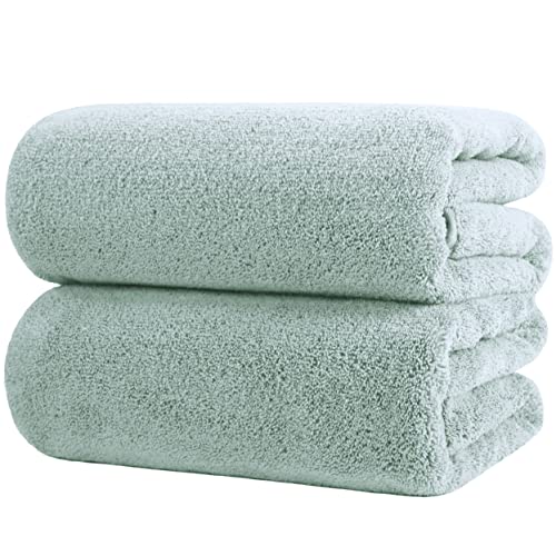 POLYTE Quick Dry Lint Free Microfiber Bath Sheet, 35 x 70 in, Pack of 2 (Green) - color: Green