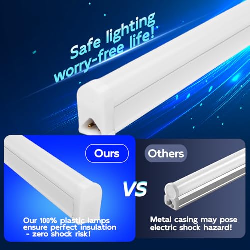 hykolity 6 Pack LED Shop Light 4FT, T5 Integrated Single Fixture, 22W, 2200LM, 6500K Super Bright White, Linkable Shop Light, Utility Shop Lights, Corded Electric with Built-in ON/Off Switch