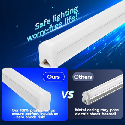 hykolity 6 Pack LED Shop Light 4FT, T5 Integrated Single Fixture, 22W, 2200LM, 6500K Super Bright White, Linkable Shop Light, Utility Shop Lights, Corded Electric with Built-in ON/Off Switch