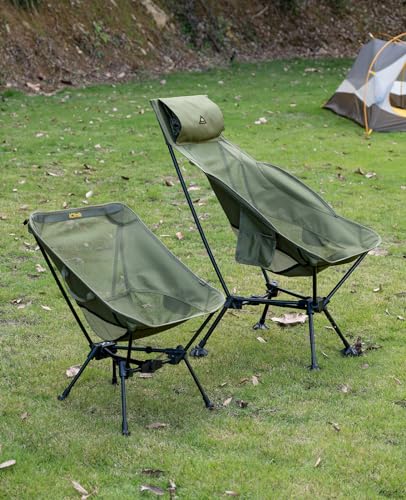 iClimb Ultralight Compact Camping Folding Beach Chair with Anti-Sinking Large Feet and Back Support Webbing (Green - Triangular Frame - 2PC) - color: Green (Triangular Frame)