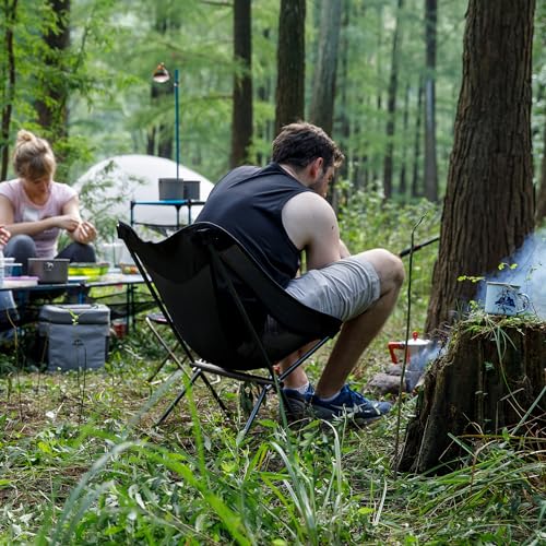 Naturehike YL05 Camping Chair, Ultralight Portable Camp Chair with Storage Bag, Compact Folding Beach Chair for Backpacking Hiking Fishing Picnic - color: Black-upgraded