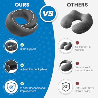 Neck Pillow Airplane,100% Pure Memory FoamTravel Neck Pillow Travel Neck Support Ergonomic &Portable Design Best for Sleeping Plane Car Train Office Flight