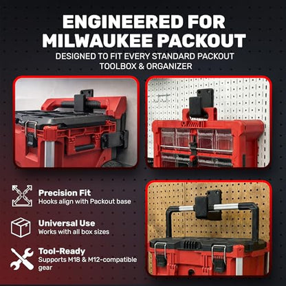 Rolling Packout Wall Mount Hook for Milwaukee - Secures Packout Stack in Enclosed Trailers or Vans -Mounts with Standard Drywall Screws - Milwaukee Tools Accessories Organizer
