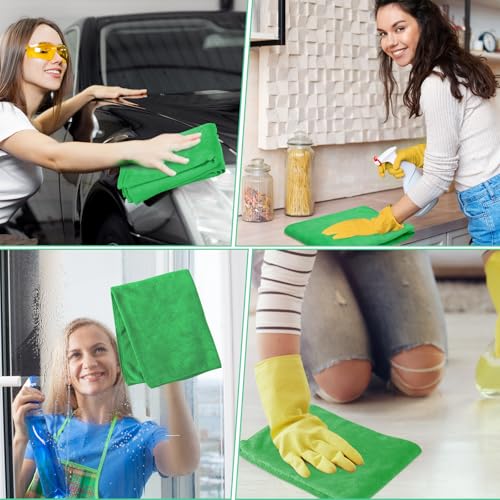 SmoothNovelty 10 Pcs Extra Large Microfiber Cloth 30" x 20" Large Floor Microfiber Towel Reusable Washable Free Lint Free Cloth Rag for Squeegee Mop Floor Window Housekeeping (Green) - color: Green