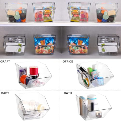 Yerliker 8 Pcs Clear Plastic Storage Bins with Lids Large Stackable Pantry Storage Organizer Bins Kitchen Organization Cabinet Organizers Ideal Containers for Fridge Kitchen abinets Bathroom