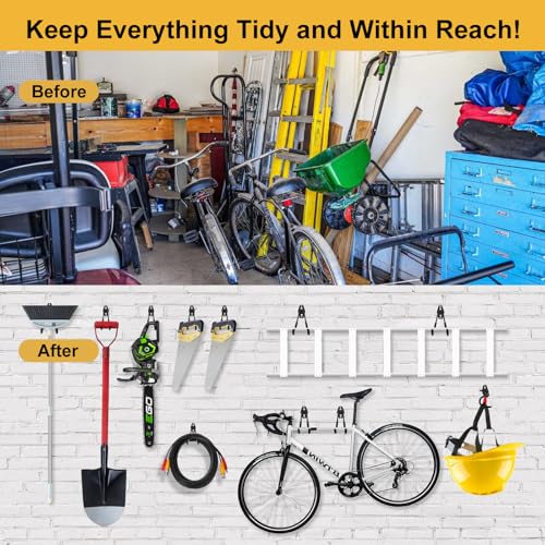 Garage Hook Heavy Duty Wall Storage Hangers, 28 Pack Garage Storage Hooks Steel Tool Black for Ladders, Ropes, Garden Tools