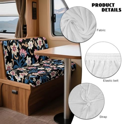 Flower Leaf Pattern 2 Pcs RV Dinette Cushion Covers Breathable RV Couch Cover Elastic Loveseat Sofa Chair Cover Furniture Protector for RV Camper Car Bench - color: Flower Leaf