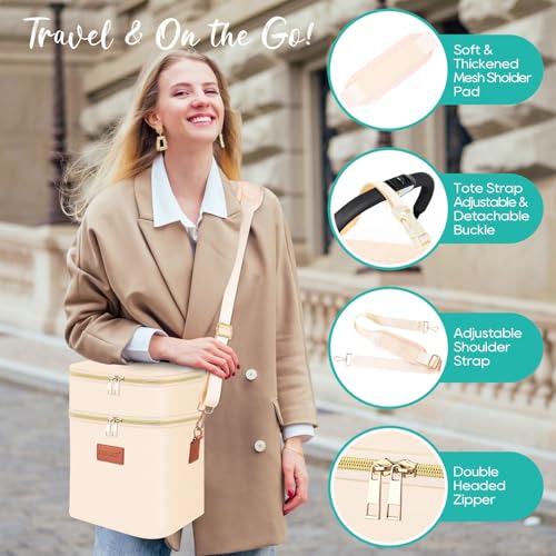 PIIOSER Breastmilk Cooler Bag with Ice Pack Fits 6 Baby Bottles Up to 9 Ounce, Insulated Baby Bottle Tote Bags, Double Layer Waterproof Leak-Proof with Shoulder Strap for Nursing & Working Mom (Cream) - color: Cream