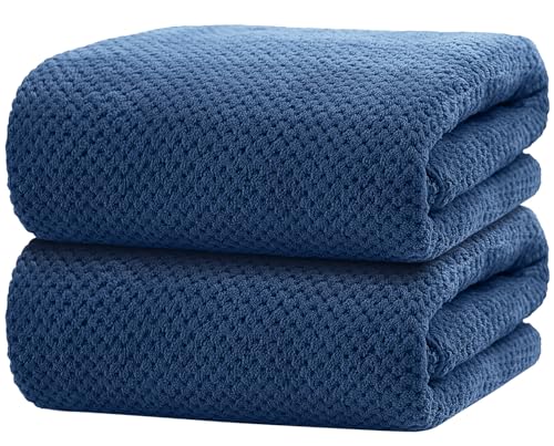 HOMEXCEL Bath Towels Pack of 2, (27 x 54 Inches) Microfiber Ultra Soft Highly Absorbent Bath Towel Set, Lightweight and Quick Drying Towels for Body, Sport, Yoga, SPA, Fitness, Blue - color: Blue, size: 27 x 54 Inch