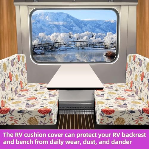 TOPCHANCES RV Dinette Cushion Covers,Stretch Camper Cushions Cover Replacement Bench Cushion Cover Washable Loveseat Slipcovers for Travel Trailer Couch (Pattern 10) - color: Pattern 10