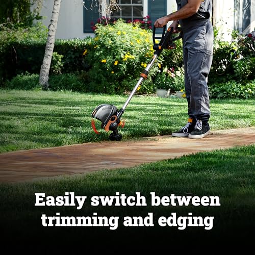 WORX Cordless String Trimmer & Lawn Edger, 12" Electric Weed Wacker with Command Feed, 20V Weed Eater with 5.5 LBS, 2 Batteries & Charger Included, WG163 - style: 2 in 1 Trimmer w/(2) Batteries & 0.4 Ah Charger