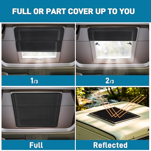 SUNICO 16.5" X 16.5" RV Door Window Shade Cover, Magnetic 100% Blackout Foldable RV Window Shades for Campers with Anti-UV Aluminum Foil Reflective & Cotton Insulation & Thicked Waterproof Fabric - color: black