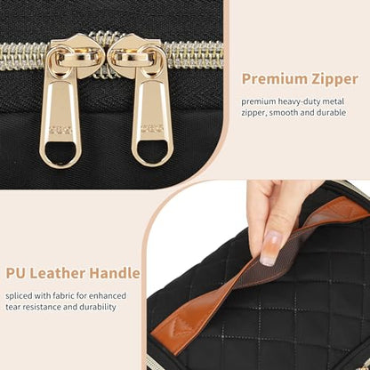 CUBETASTIC Travel Makeup Bag, Large Makeup Case Organizer, Cosmetic Storage | Multi-Pockets, Separate Makeup Brush Compartment, Premiun Metal Two Way Zipper, Portable Handle, Breathable Mesh - color: Black