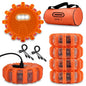 Ecoangel USB-C Rechargeable LED Road Flares Emergency Lights-Large Capacity (Lithium Battery) 3 in 1 Cable Roadside Warning Car Safety Beacon Flashing Disc Kit with Magnetic Base for Vehicles - color: USB-C 6PACK