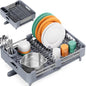 TOOLF Dish Drying Rack for Kitchen Counter, Extendable Dish Rack with Drainboard, Expandable Dish Drainer, Collapsible Dish Strainer with Cutlery Holder, Foldable Countertop Plate Rack, Light Gray - color: Light Gray