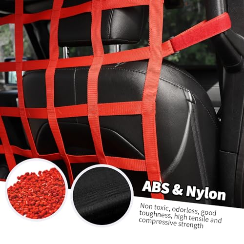 Rear Seat Cargo Net Pet Barrier Compatible with Jeep Wrangler JK JL Gladiator JT 2 Door 4 Door 2007-2024 (Red) - color: Red