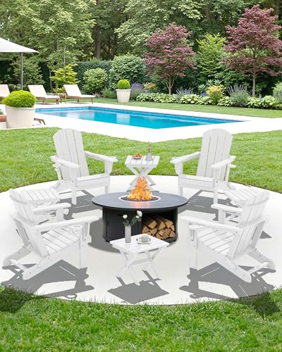 SERWALL Folding Outdoor Side Table Set of 4, Small Adirondack Side Table, White - color: White, size: Foldable 4-pack