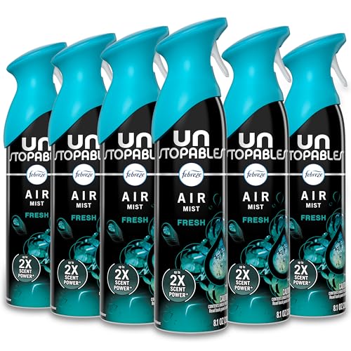 Febreze Air Mist, Air Freshener Spray, Odor Fighting Room Spray, Deodorizer for Home Bathroom Kitchen Office Apartment Dorm Room Classroom, Unstopables Fresh Scent, 8.1oz (Pack of 6) - style: Unstopables Fresh