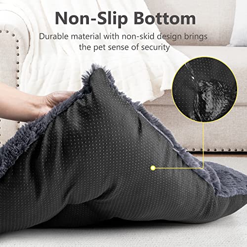 JOEJOY Dog Bed Crate Pad, Deluxe Plush Washable Dog Beds Fulffy Soft Kennel Pad Anti-Slip Pet Sleeping Mat for Small Dogs, 23" x 18", Grey - color: Dark Grey, size: S(23"x18"x3")