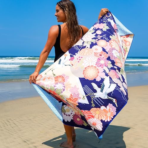 Quick Dry Towel Extra Large 78x35 Inch - Microfiber Beach Towel - Perfect for Beach, Travel, Swimming, Pool, Yoga, Hiking, Camping - Lightweight, Fast Drying, Compact for Adults (Kimono Gold) - color: Kimono Gold, style: Extra Large 78x35"
