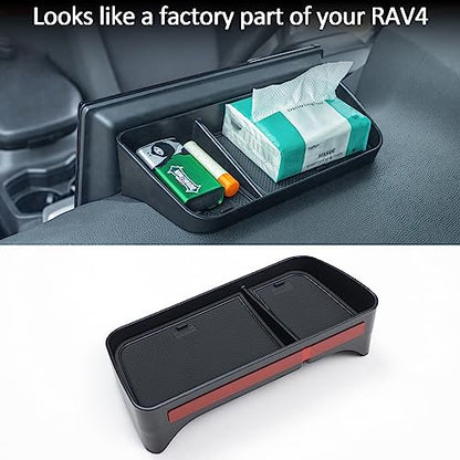 TOPINSTALL Dash Center Console Tray Compatible with 2019-2025 Toyota Rav4 8'' Screen, Dashboard Storage Organizer Solid Plastic Tissue Sunglasses Holder (Not for New 10.5'' Multimedia Display)