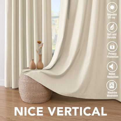 H.VERSAILTEX Linen Look 100% Blackout Curtains for Bedroom Full Light Blocking Rod Pocket Linen Textured Thick Window Curtain Drapes with White Backing 2 Panels, 42" W x 63" L, Bleached Sand - color: Bleached Sand, size: 42"W x 63"L (Pack of 2)