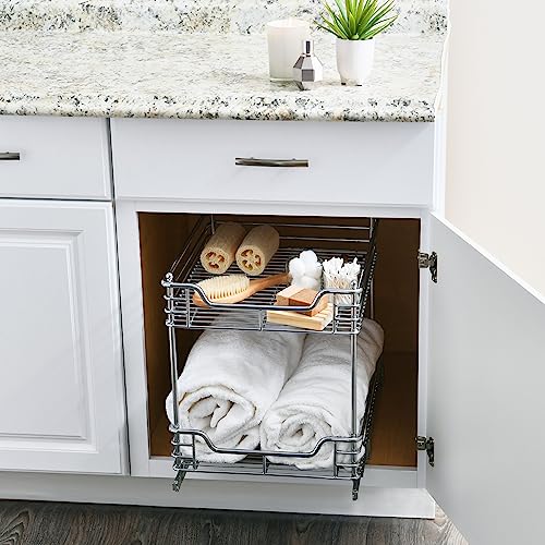 Household Essentials Chromed Steel 2-Tier Artisan Pull-Out Organizer - size: 14.25" - Standard, style: 2-Tier