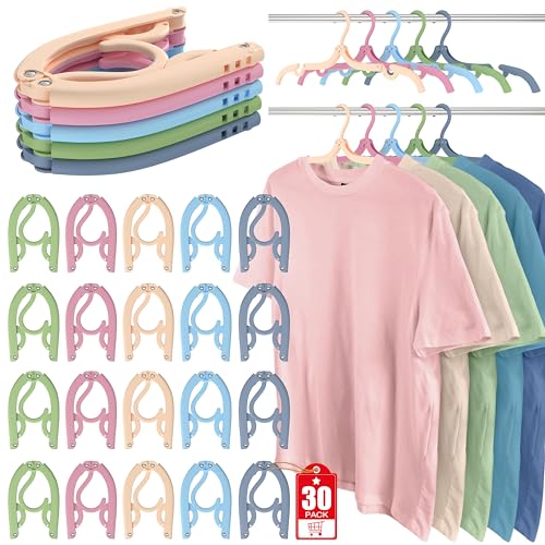 30 Pcs Travel Hangers Portable Foldable Hanger Cruise Essentials 2026 Multi | Travel Hangers Organizer Plastic Clothes Drying Rack Folding Hanger for Camping Flying RV Europe Vacation Essentials Suitcase - color: Multicolor, size: 30 Pack