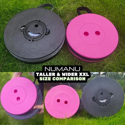 NUMANU 2026 Upgraded XXL Collapsible Stool & 3IN1 Cushioned Carry Bag, 2.7"-19.7" Height Adjustable, Max 1,000lbs Portable Retractable Telescoping Seat, Foldable Camping Stool for Adults (XXL Round) - size: XXL Round (Stool & 3IN1 Carry Bag)