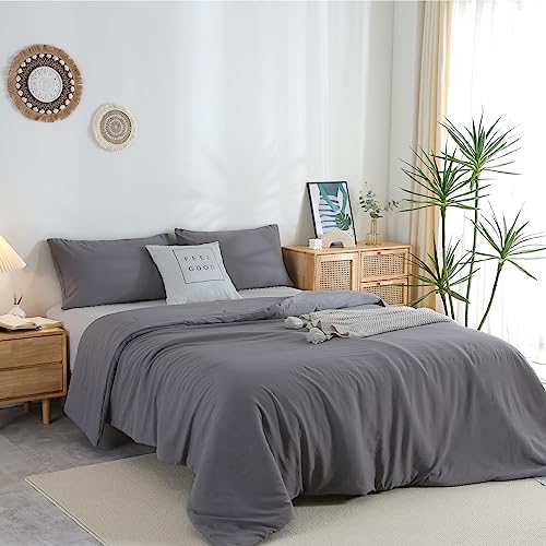 COTTEBED Ultra-Soft Comforter Sets Twin Size Signal Bed, Dark Grey 1 Down Comforter 1 Pillowsham for Twin XL Kids College Dorm Bedding, Lightweight All Seasons Fluffy Washed Cotton (Twin/Twin XL,Gray) - color: Dark Gray, size: Twin/Twin XL(Comforter Set)