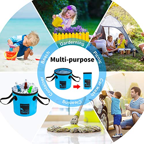 2 Pack Collapsible Bucket 5 Gallon Container Folding Water Bucket Portable Wash Basin for Outdoor Travelling Camping Fishing Gardening Car Washing 20L - color: Blue & Pink