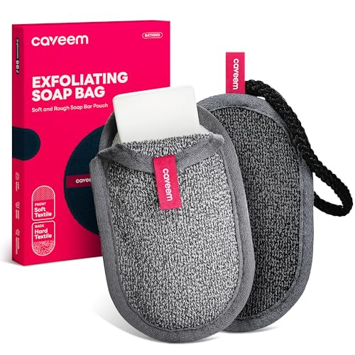 CAVEEM Soap Saver Bag, Rough and Soft Exfoliation Soap Pouch for Bar Soap, Soap Mesh Pocket Bar Holder for Washing Body, Soap Sack Sponge Bag for Shower Bath (2 Pack) - style: Rough and Soft Exfoliation