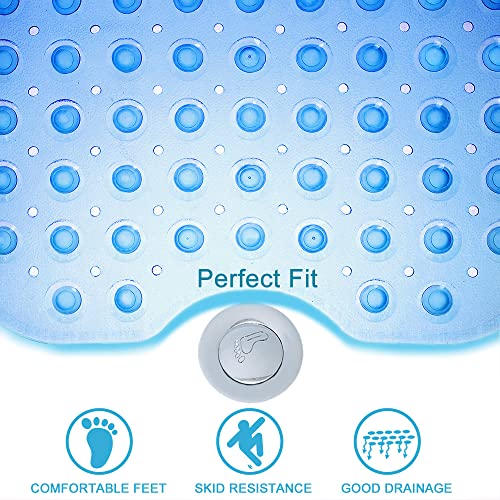 Tree Bud Bathtub Mats for Shower Tub Non-Slip Bath Mat 39 x 16 Inch Extra Long Shower Mat, Bath Tub Mat for Bathroom with Machine Washable, BPA Free for Kids (Clear Blue) - color: Clear Blue