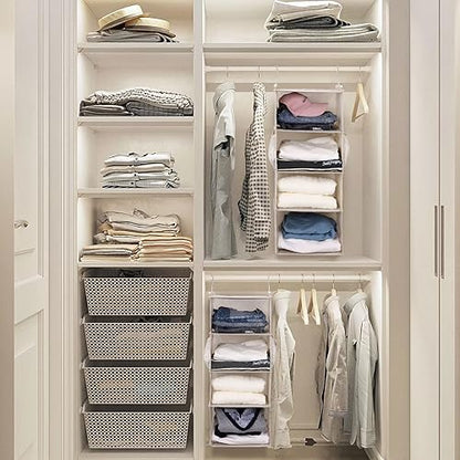MAX Houser 4 Tier Shelf Hanging Closet Organizer, Closet Hanging Shelf with 2 Sturdy Hooks for Storage,2 Pack, Foldable (Beige) - color: Beige-5