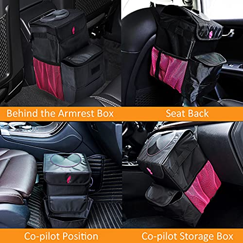 Car Trash Can Foldable Garbage Bin Leakproof 3 Gallons Black Pink - color: BlackPink, size: Large