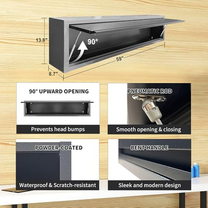 JZD 59 Inches Steel Wall Cabiet, Large Metal Hanging Storage Cabinet with Up-Flip Door, for Garage Utility Room Workshop Office - size: XL-01