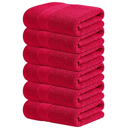 Infinitee Xclusives Burgundy Hand Towels for Bathroom - Set of 6 (16x28 inches) 600 GSM, 100% Cotton Ultra Soft, Quick Drying, Hotel Quality Hand Towel Set (Burgundy) - color: Burgundy, size: Hand Towels - 6 Pack
