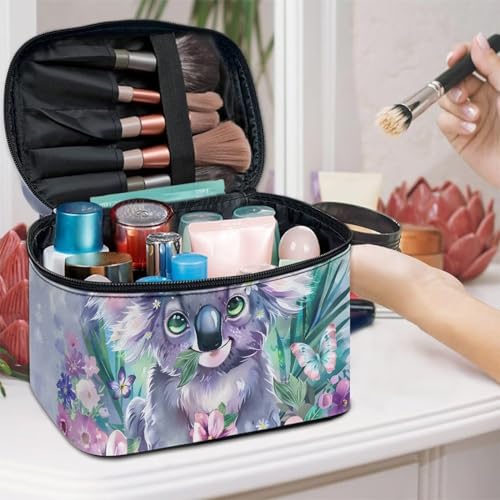 Portable Cosmetic Bags for Women Sloth Printed Travel Makeup Bag with Handle and Smooth Zipper Toiletry Pouch Plenty of Room - color: Sloth