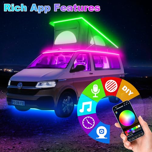 20FT RV Awning LED Light Strip, Camper Awning Lights Waterproof Underglow Led Light kit for RV Canopy Exterior, Travel Party, Van, Camper - size: 20FT
