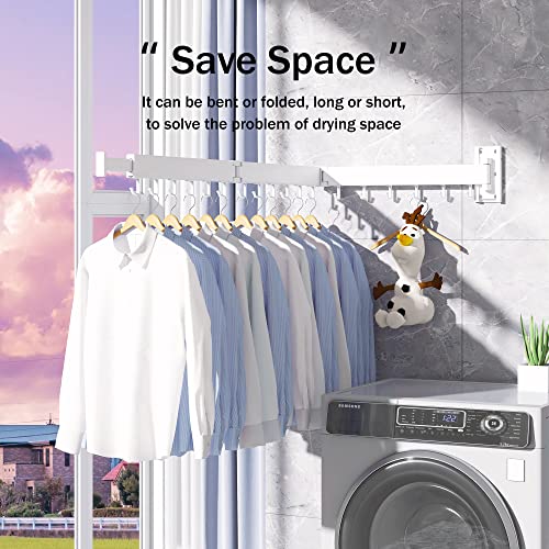 Clothes Drying Rack Wall Mounted,Drying Rack Clothing,Laundry Drying Rack Wall Mount,Collapsible Drying Racks for Laundry,Retractable,Foldable,Clothes Hanger Rack,Clothes Dryer Rack,White Color - size: Basic-White