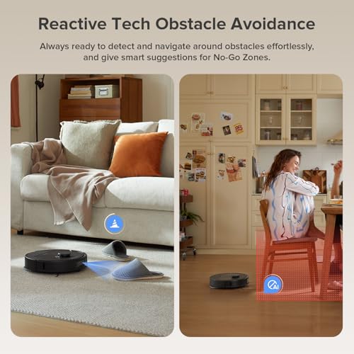 roborock Qrevo Series Robot Vacuum and Mop, 8000Pa Suction, Upgraded from Qrevo S, Anti-Tangle Brushes, Smart Obstacle Avoidance, Auto Mop Washing, All-in-One Dock, 200RPM Spinning Mops, Black(QV 35A) - color: Black01