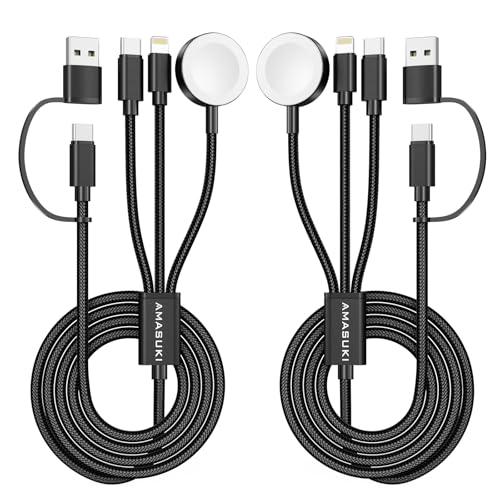 2Pack Travel Essentials,3 in 2 USB C Cable for Apple Watch Charger,iPhone Charger,Multi Charging Cable,Cruise Vacation Camping,Portable for iWatch Series 11-2/Ultra/SE & iPhone 17-12,Car,Black - color: Black, size: 2pack-4ft